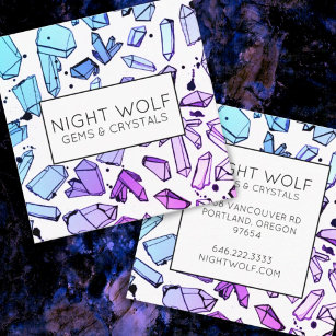 Inky Watercolor Quartz Crystals Magical Pattern  Square Business Card