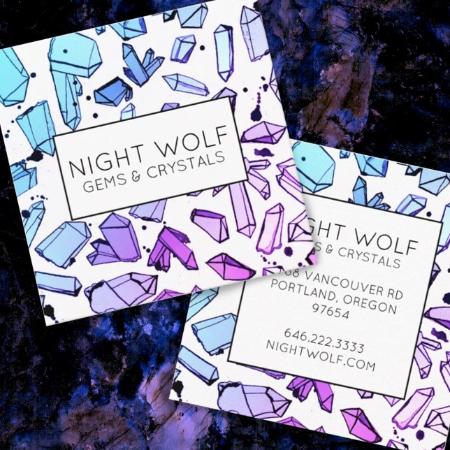 Inky Watercolor Quartz Crystals Magical Pattern  Square Business Card (Creator Uploaded)