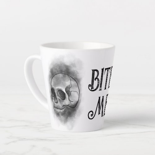 Inky watercolor Vampire Skull Bite Me Latte Mug