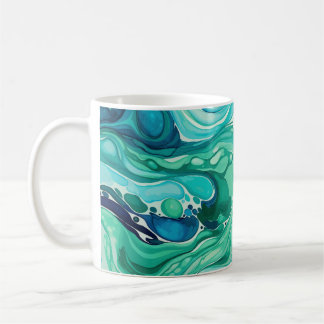 Inky Wave 1 Turquoise Blue Classic Mug, 325 ml Coffee Mug