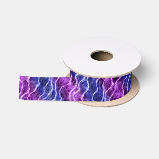 inky waves - gradient purples : satin ribbon (Spool)