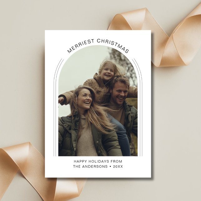 Inline Arch Photo Typography Merriest Christmas Holiday Card (Creator Uploaded)
