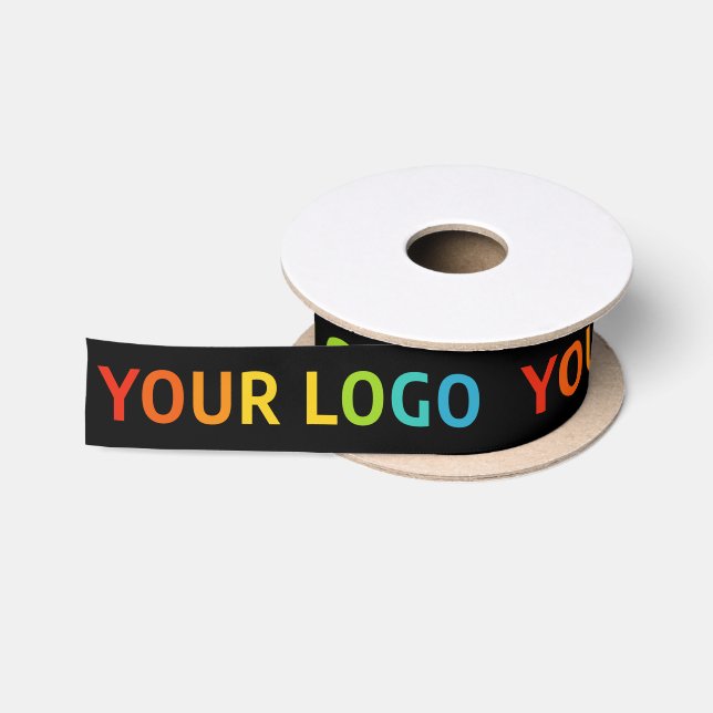Inline Business Logo Template Custom Black Satin Ribbon (Spool)