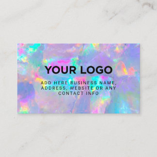 Inline Company Logo Holographic Rainbow Stone Business Card