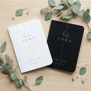 Inline   Elegant Minimalist Black & White Wedding Foil Vow Books