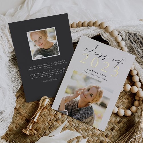 Inline  Modern Foil Photo Graduation Announcement