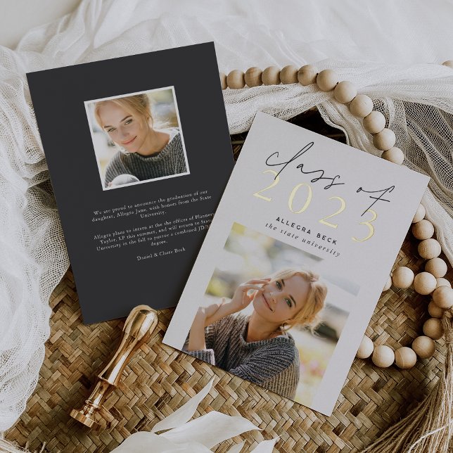 Inline | Modern Foil Photo Graduation Announcement (Creator Uploaded)