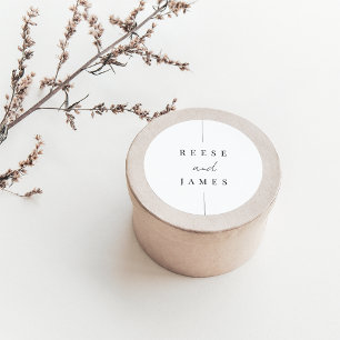 Inline   Modern Minimal Personalized Wedding Classic Round Sticker