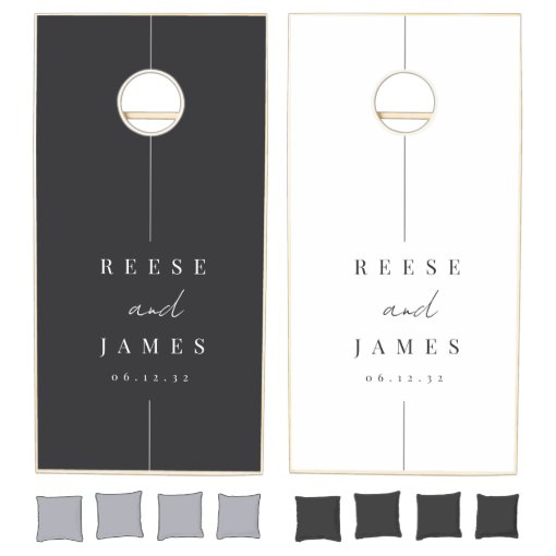 Inline | Modern Minimal Personalized Wedding Cornhole Set | Zazzle