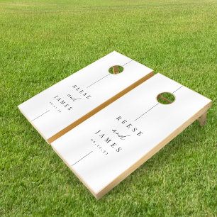 Inline   Modern Minimal Personalized Wedding Cornhole Set