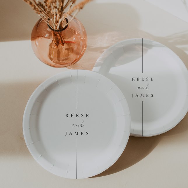 Inline | Modern Minimal Personalized Wedding Paper Plates (Creator Uploaded)