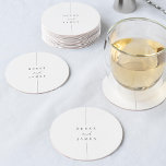 Inline | Modern Minimal Personalized Wedding Round Paper Coaster