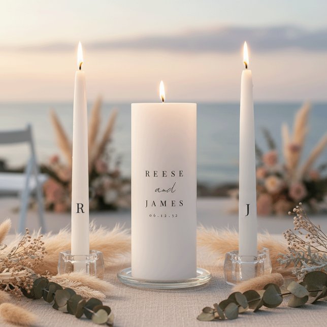 Inline | Modern Minimal Personalized Wedding Unity Candle Set (Creator Uploaded)