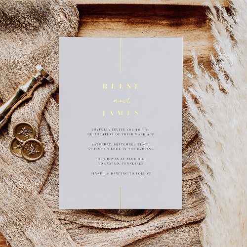 Inline  Modern Minimal Wedding Foil Invitation