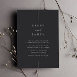 Inline | Modern Minimal Wedding Invitation<br><div class="desc">A beautiful minimalist typography based wedding invitation featuring your names in classic lettering,  joined with modern handwritten script accent lettering. Personalize with your wedding details beneath. Our Ash colorway makes a classic statement with white lettering on a soft black background.</div>