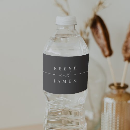 Inline  Modern Minimal Wedding Water Bottle Label