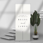 Inline | Modern Minimal Wedding Welcome Retractable Banner<br><div class="desc">A beautiful minimalist typography based wedding welcome banner sign featuring your names in classic lettering,  joined with modern handwritten script accent lettering.</div>