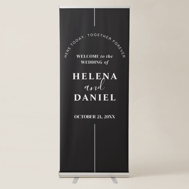Inline | Personalized Modern Wedding Welcome Retractable Banner (Front)