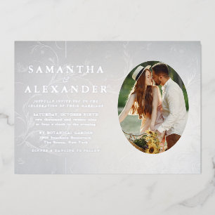 Inline Photo Modern Elegant All-In-One Wedding Foil Invitation