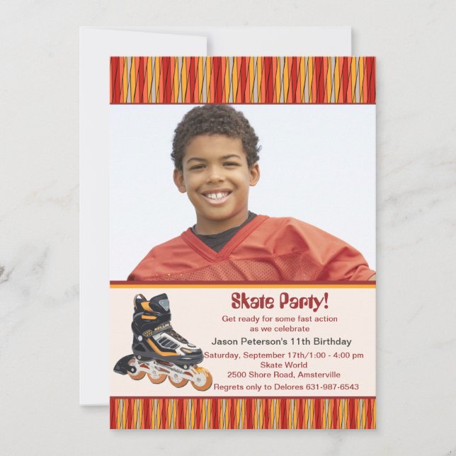 Inline Skate Photo Invitation (Front)