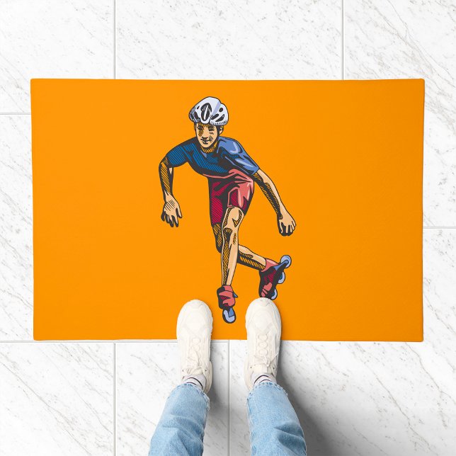 Inline Skater Cool Retro Rollerblading Doormat (Creator Uploaded)