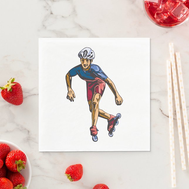 Inline Skater Cool Retro Rollerblading Napkins (Creator Uploaded)