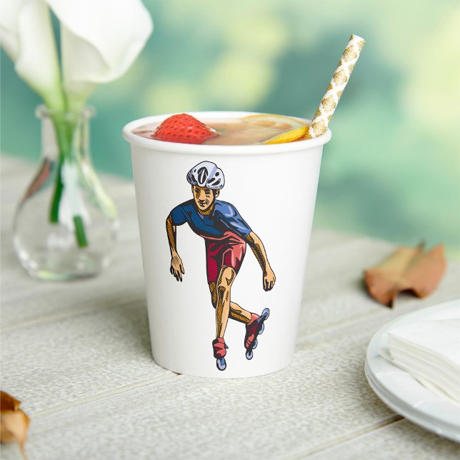Inline Skater Cool Retro Rollerblading Paper Cups (Creator Uploaded)