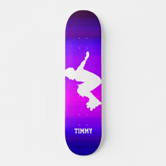 Inline Skater; Vibrant Violet Blue and Magenta Skateboard Deck (Front)