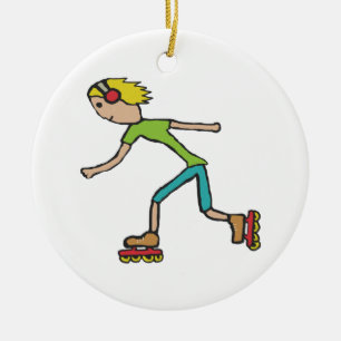 Inline Skating Ceramic Ornament