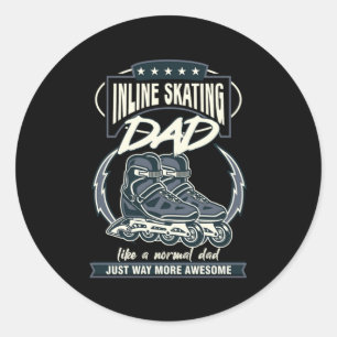 Inline Skating Dad Father Rollerblading Roller Ska Classic Round Sticker
