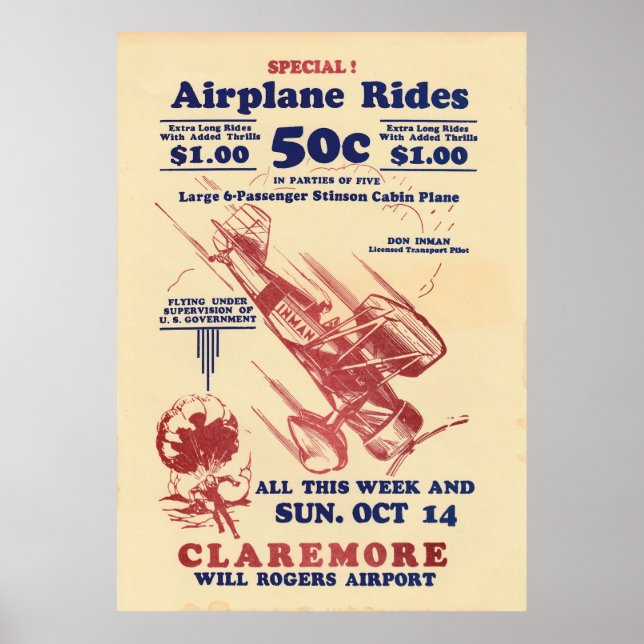 Inman Brothers Flying Circus Vintage Poster (Front)