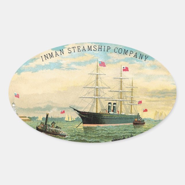 Inman Steamship Company Oval Sticker (Front)