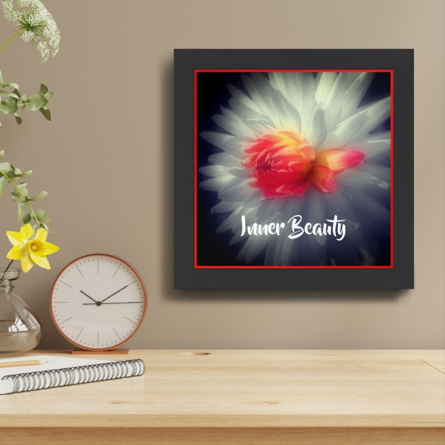 Inner Beauty Dahlia Inspirational Words Framed Framed Art (Table Top)