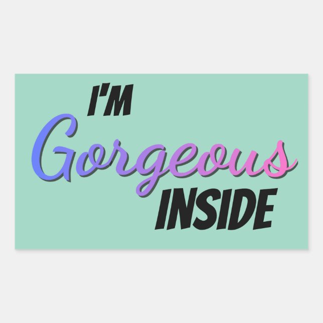 Inner Beauty I'm Gorgeous Inside Rectangular Sticker (Front)