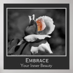 Inner Beauty Quote Rosebud Inspirational Poster