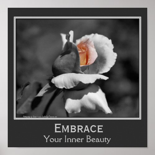 Inner Beauty Quote Rosebud Inspirational Poster