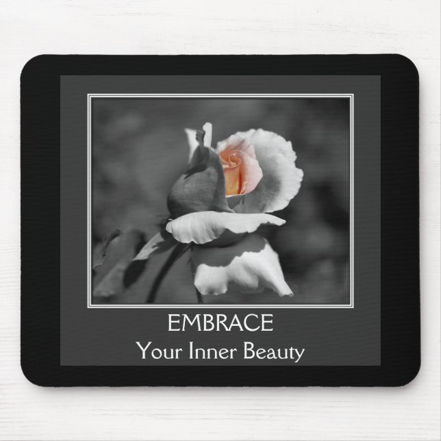 Inner Beauty Rosebud Motivational Mousepad (Front)