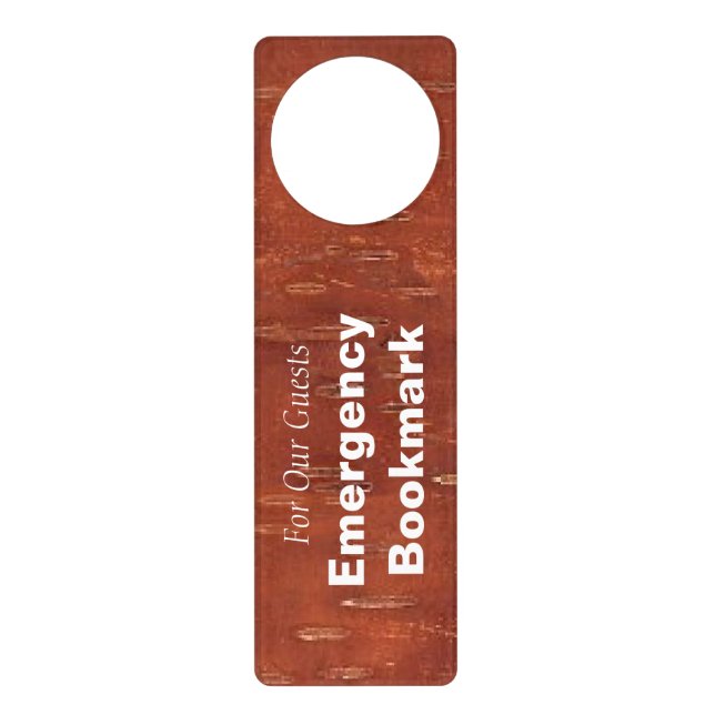 Inner Birch Bark Emergency Bookmark Door Hanger (Front)