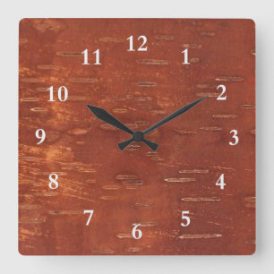 Inner Birch Bark Square Wall Clock