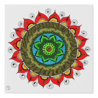 Inner child playing mandala faux canvas print