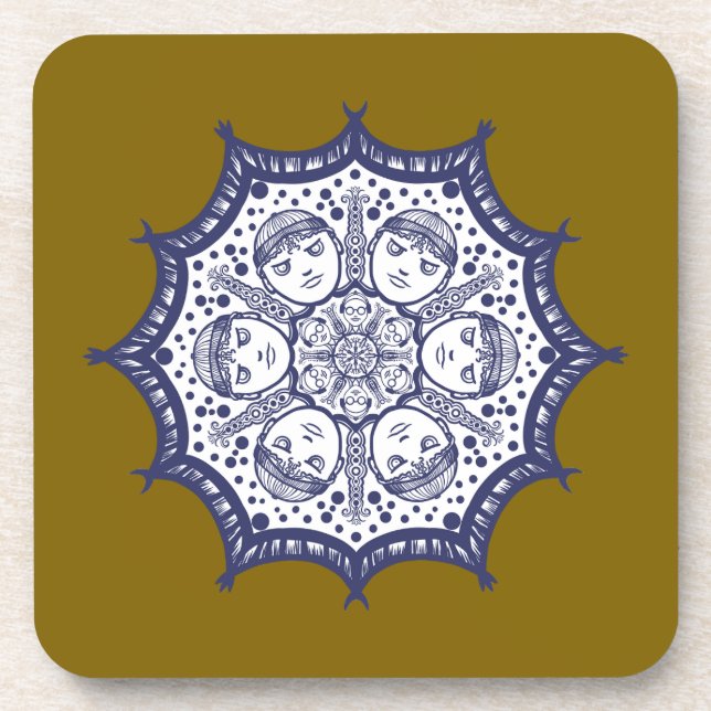 Inner circle of a design Ceramic Tile Beverage Coaster (Front)