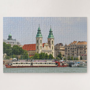 Inner City Church and boats, Budapest, Hungary Jigsaw Puzzle