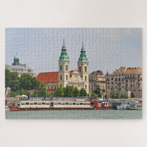 Inner City Church and boats Budapest Hungary Jigsaw Puzzle