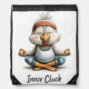 Inner Cluck Chicken Meditation Funny Yoga Animal Drawstring Bag