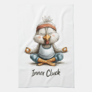 Inner Cluck Chicken Meditation Funny Yoga Animal Kitchen Towel