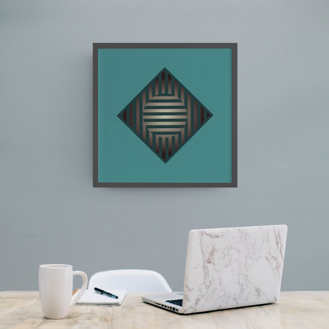 Inner Dimensions: Lines in Blue-Green and Gray Poster (Creator Uploaded)
