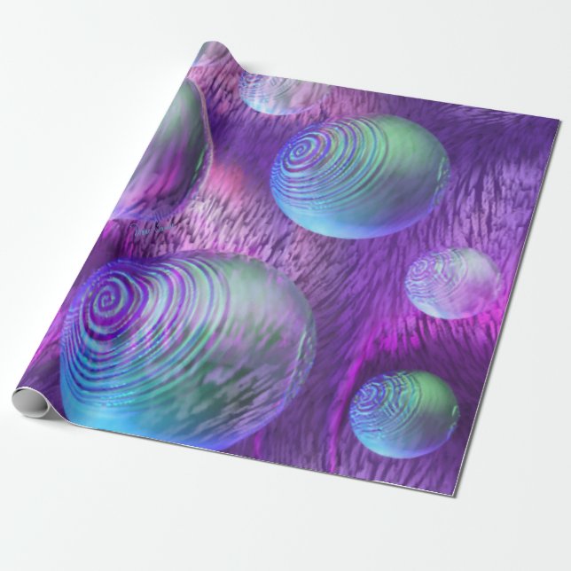 Inner Flow II, Abstract Indigo Lavender Universe Wrapping Paper (Unrolled)