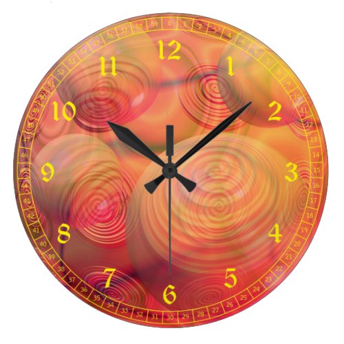 Inner Flow IV - Abstract Orange & Amber Galaxy Large Clock