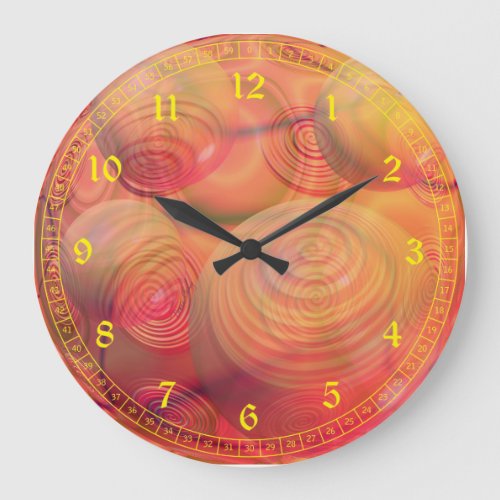 Inner Flow IV - Abstract Orange & Amber Galaxy Large Clock