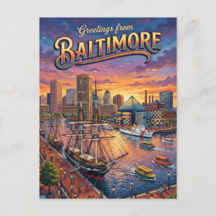 Inner Harbor, Baltimore USA Postcard